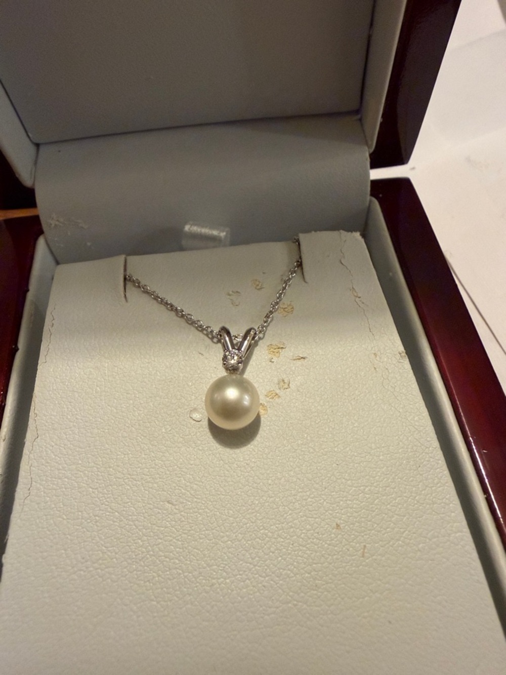 Diamonds direct Pearl Pendant Necklace in White 14kw